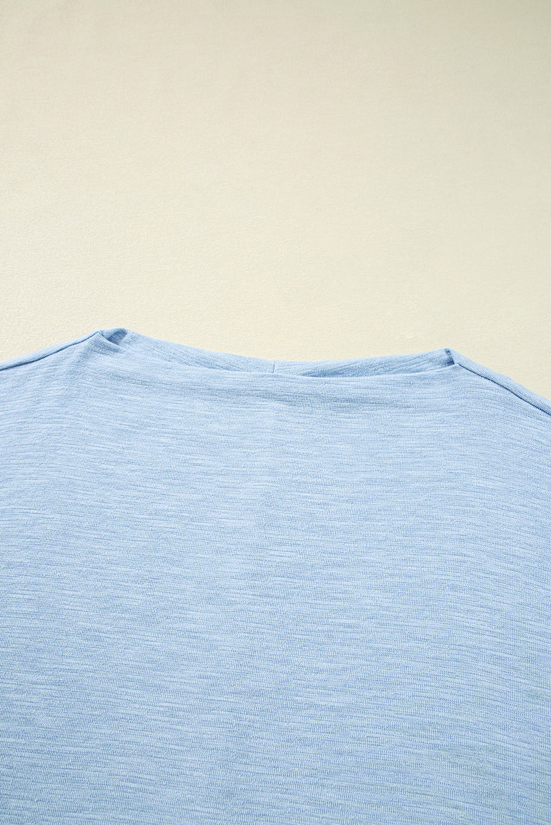 Solid Color Batwing Long Sleeve Top