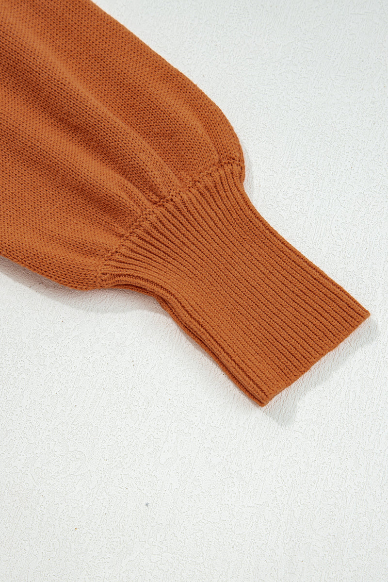 Solid Color Ribbed Trim Drop Shoulder Sweater