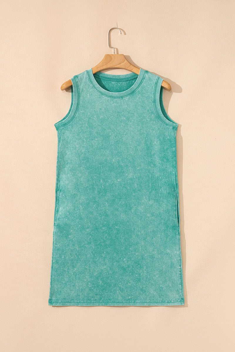 Mineral Wash Tank Mini Dress with Pockets