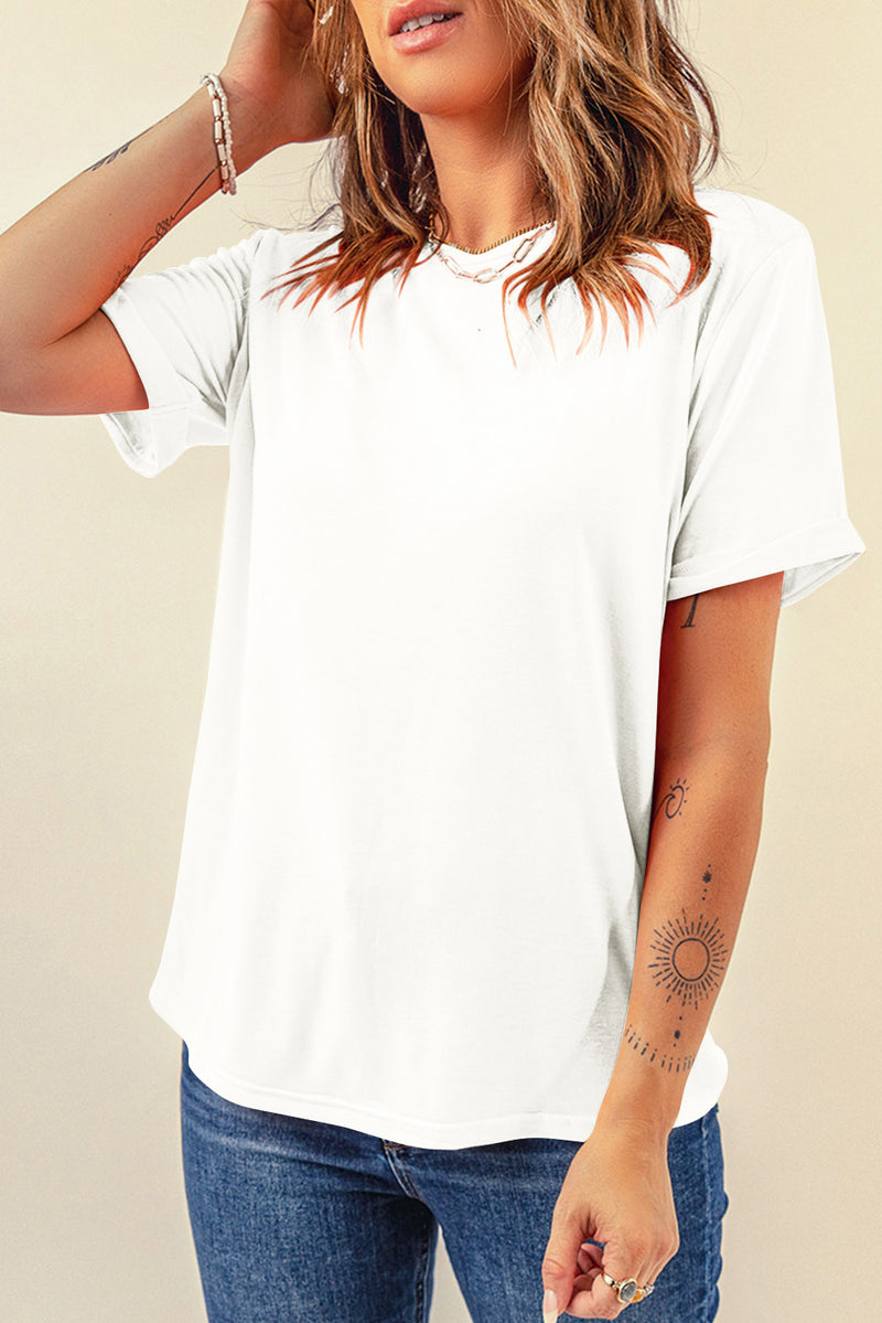 Bright Casual Plain Crew Neck Tee