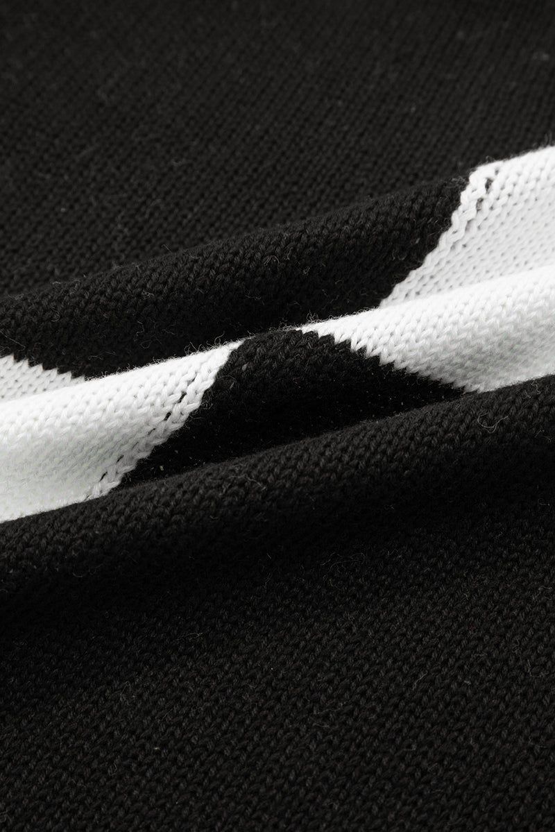 Checkered Open Front Drop Shoulder Cardigan