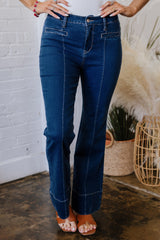 Center Seam Deep Wash Straight Jeans