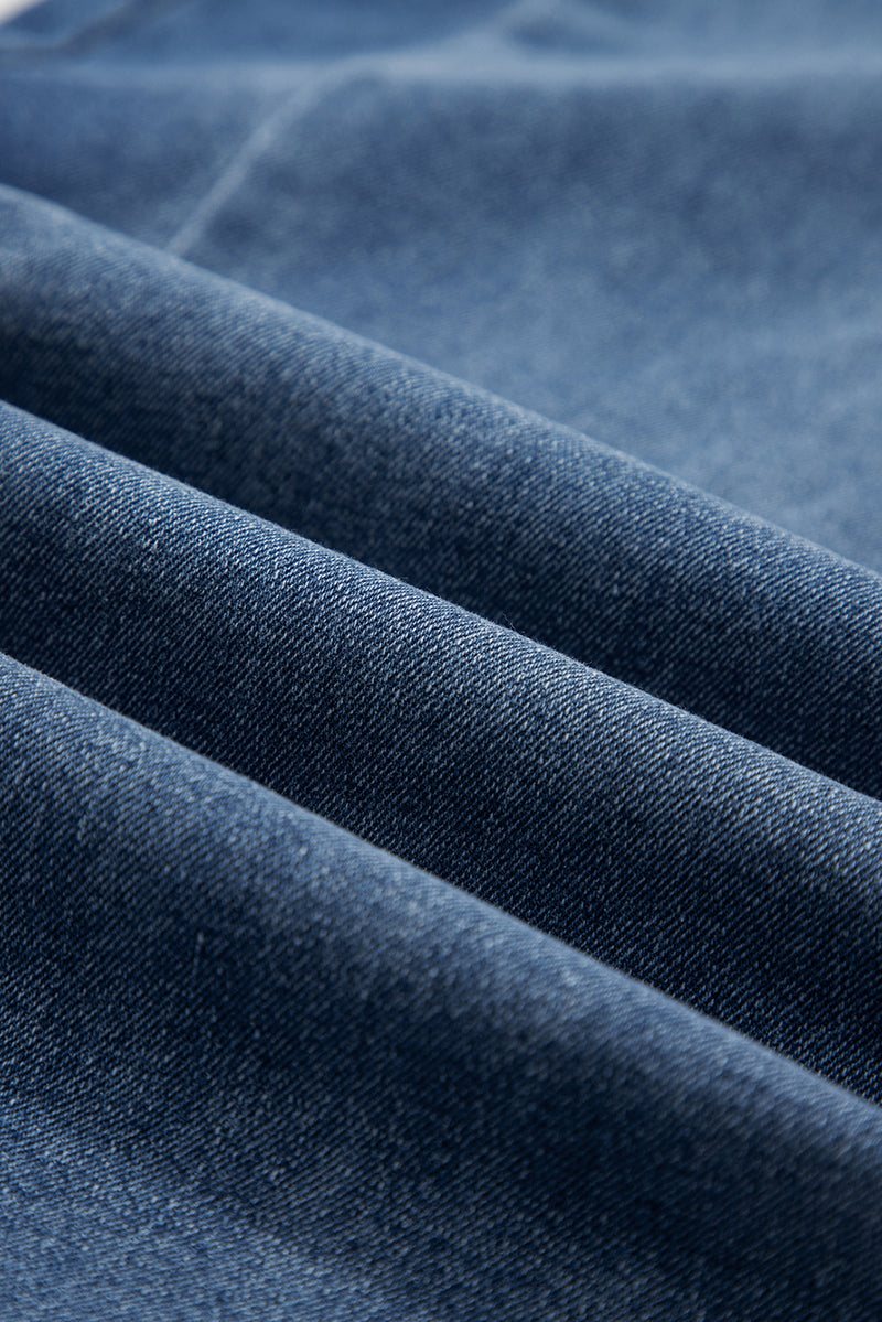 Stitched Raw Hem Wide Leg Loose Jeans