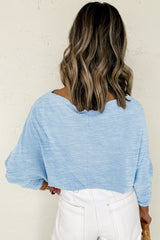 Solid Color Batwing Long Sleeve Top