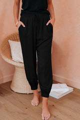 Drawstring Elastic Waistband Pocketed Cropped Jogger Pants