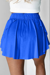 Drawstring High Waist Lined Tennis Skorts