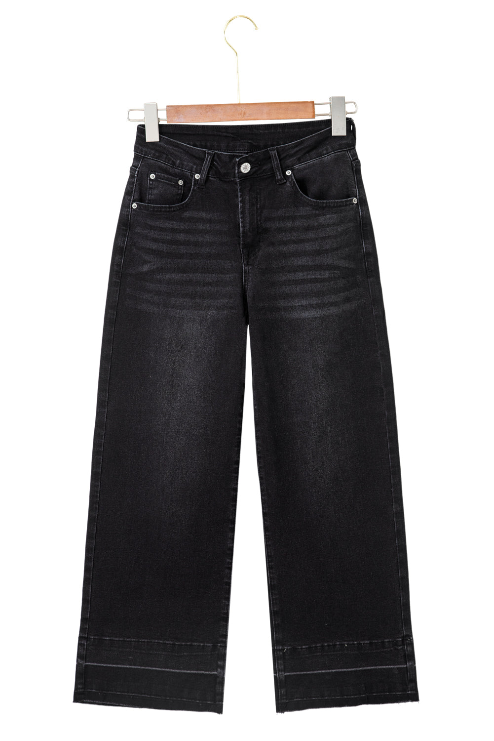 Raw Hem Straight Leg Loose High Waist Jeans