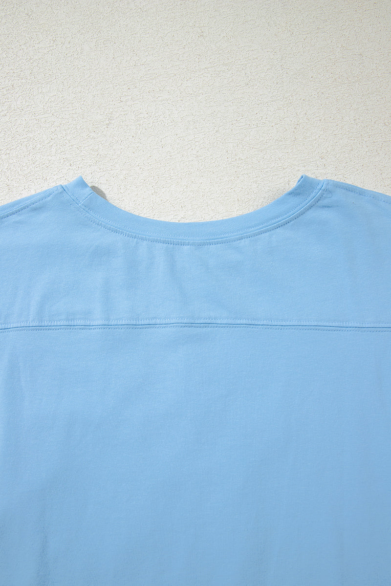 Frayed Denim Star Patched Oversize T Shirt