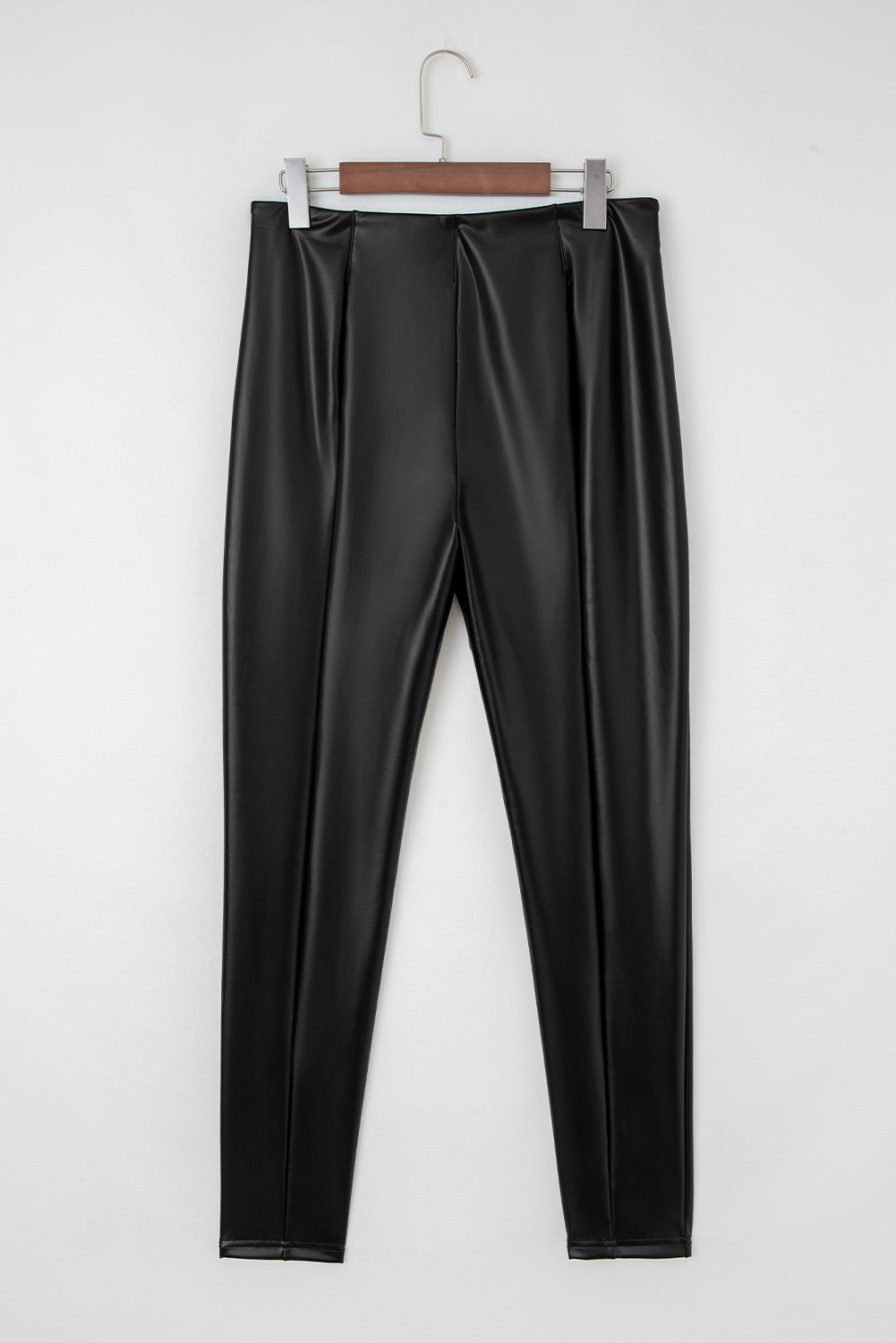 Faux Leather Seamed Leg High Waist Leggings