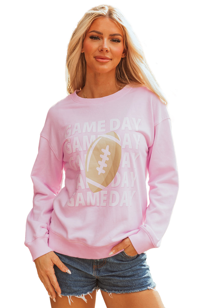 GAME DAY Football Rugby Print Casual Sweatshirt