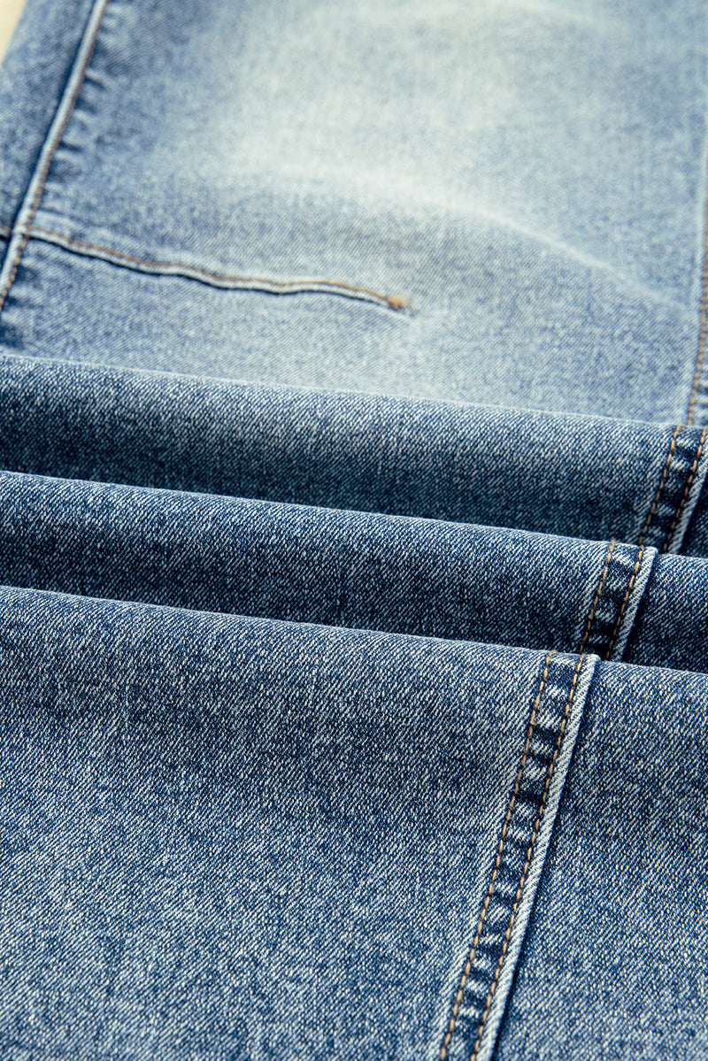 Blue Vintage Washed Seam Detail Shift Jeans