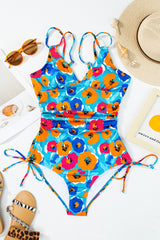 Adjustable Straps Ribbed Knit One Piece Swimsuit