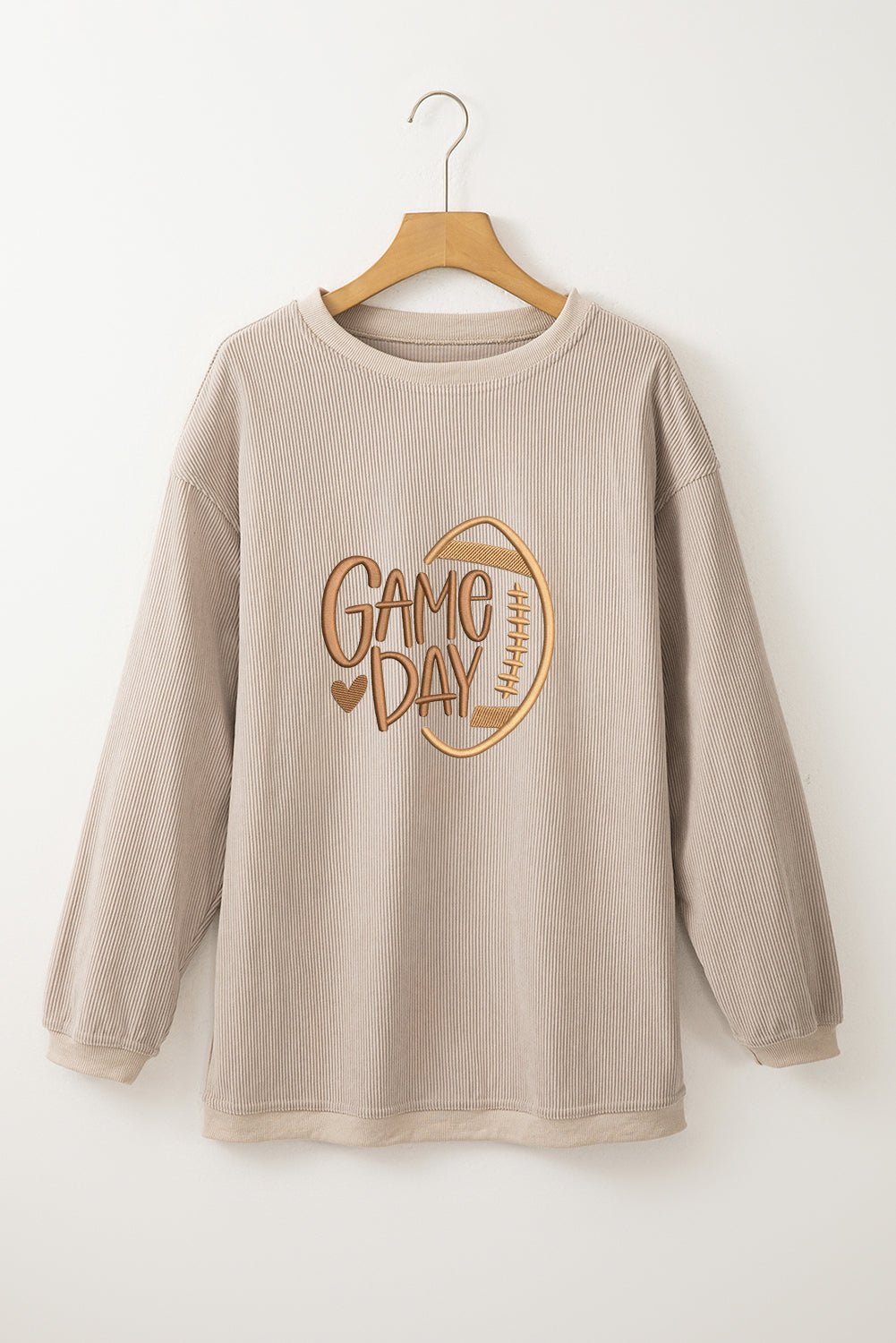 Twisted Rib Texture game day Rugby Embroidered Baggy Sweatshirt
