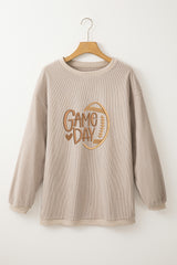 Twisted Rib Texture game day Rugby Embroidered Baggy Sweatshirt