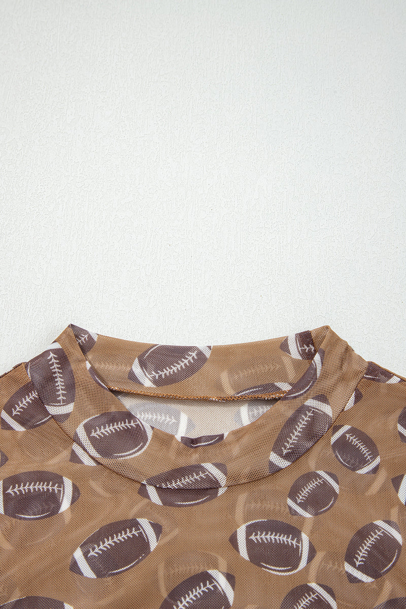 Game Day Rugby Mesh Sheer Long Sleeve Top