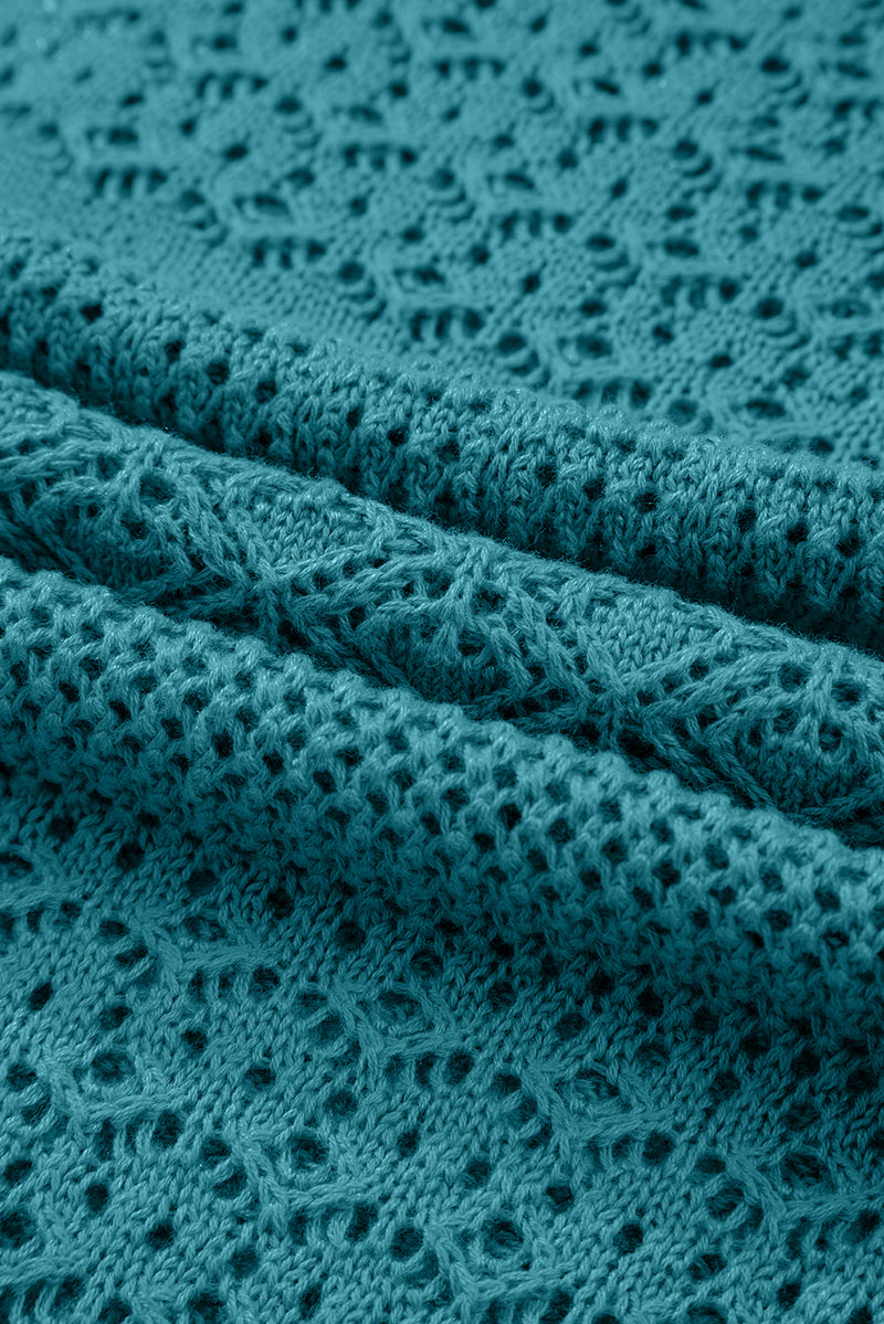 Mix Pattern Hollowed Knit Open Front Cardigan