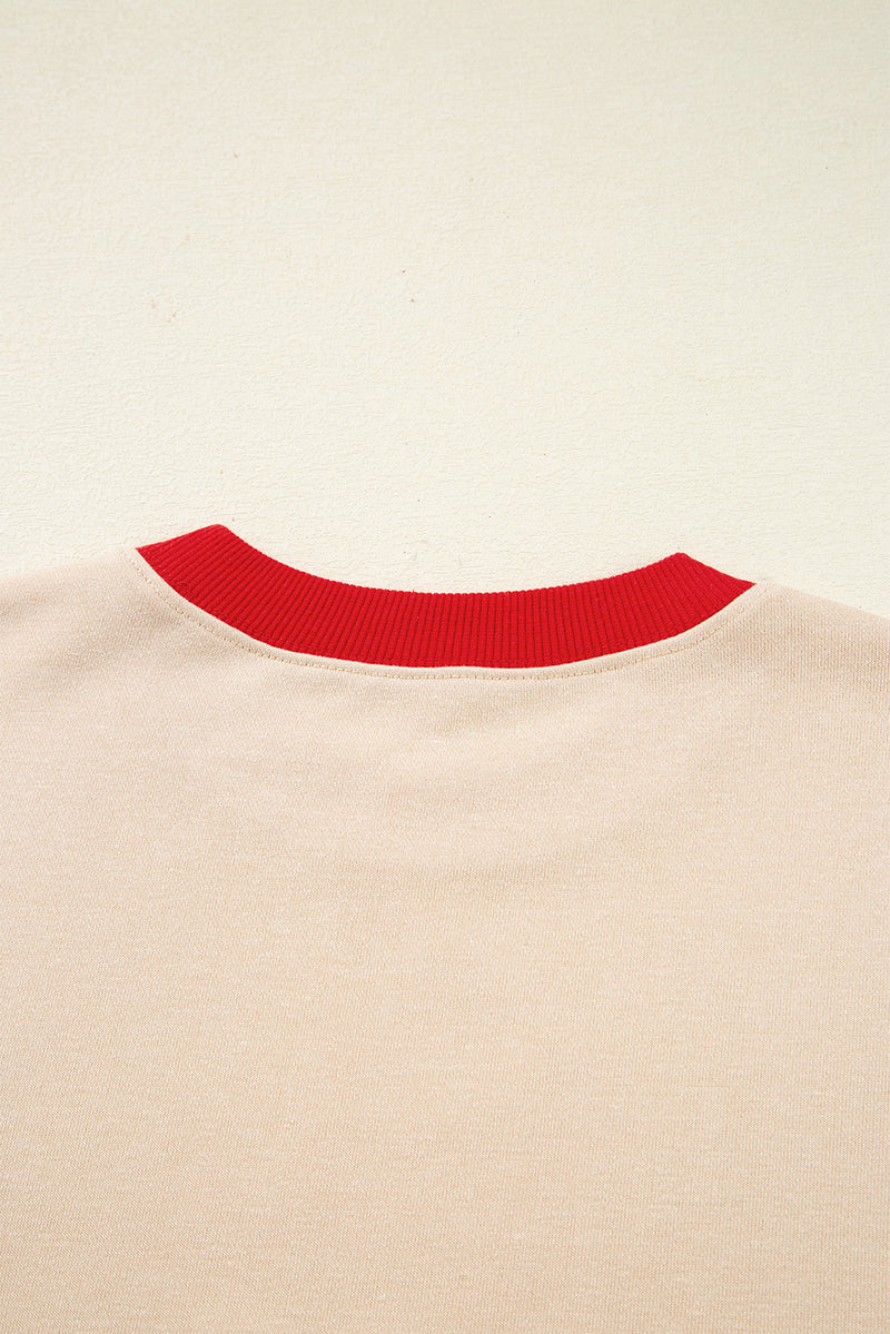 GAME DAY Letter Graphic Varsity Striped Detail Baggy Sweatshirt