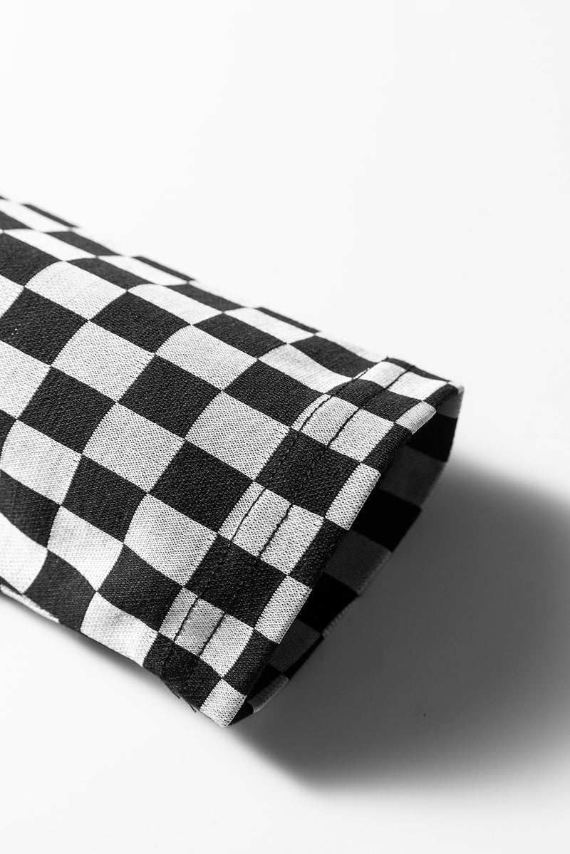 Plaid Textured Contrast Checkered Patchwork Long Sleeve Top