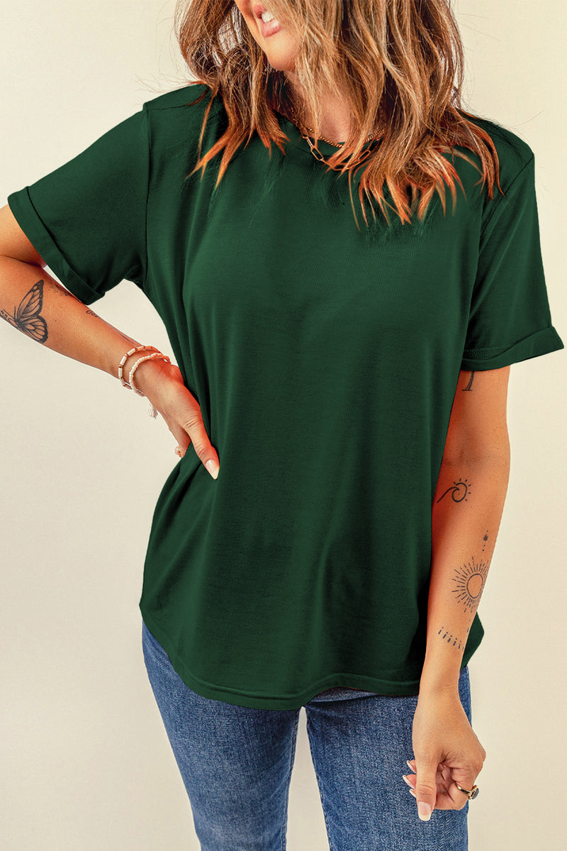 Bright Casual Plain Crew Neck Tee