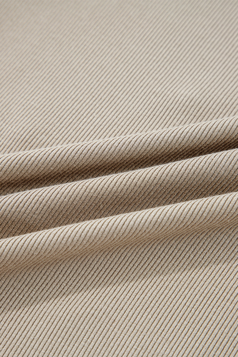 Floral Embroidered Detail Ribbed Long Sleeve Top