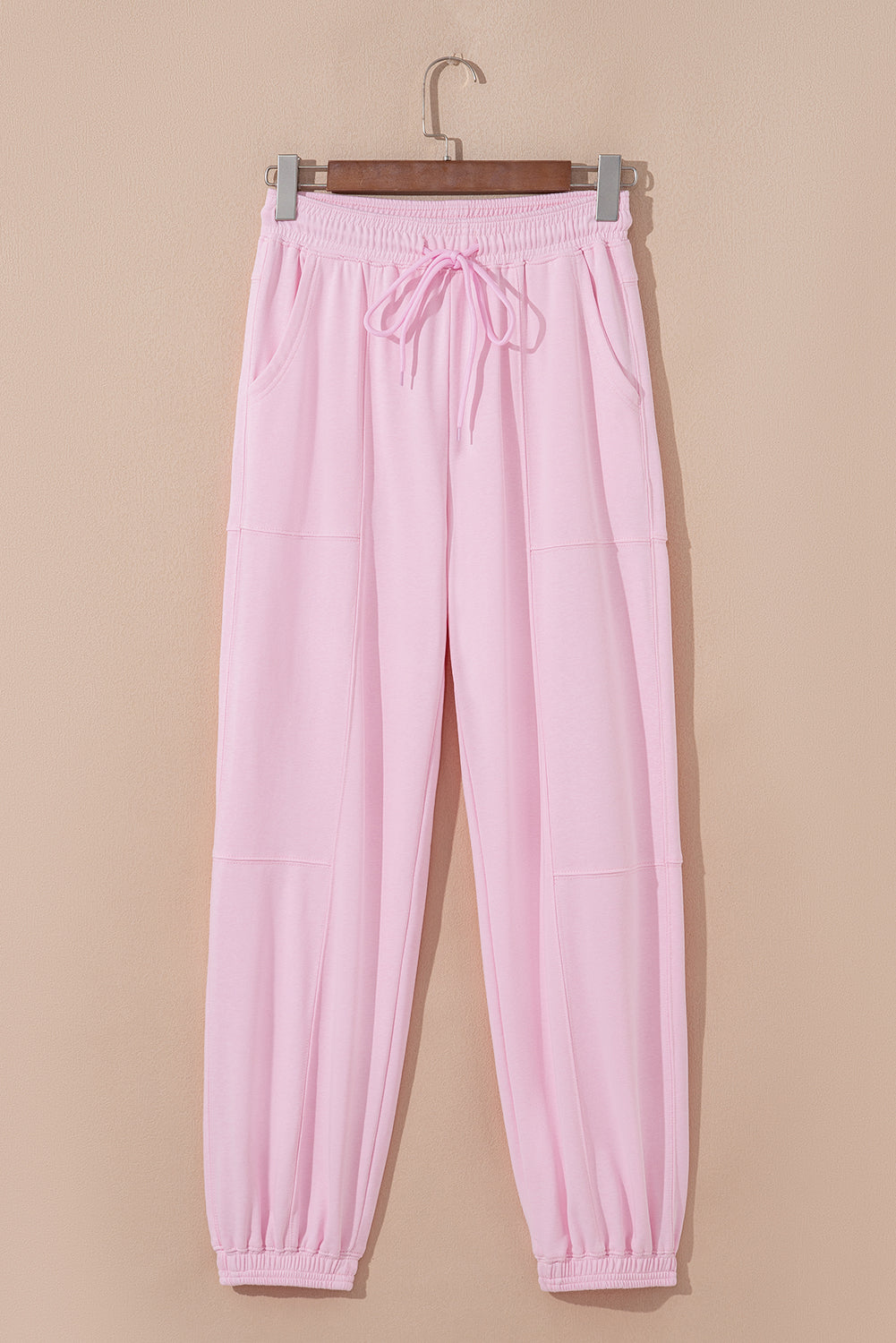 Drawstring Waist Patchwork Solid Color Jogger Pants