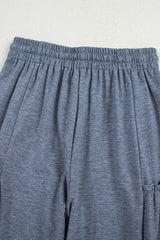High Frilled Detail Wide Leg High Waist Knit Pants