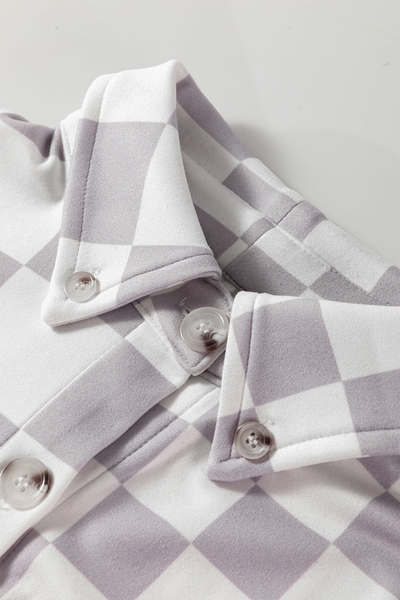 Checkerboard Flap Pocket Button Front Shacket