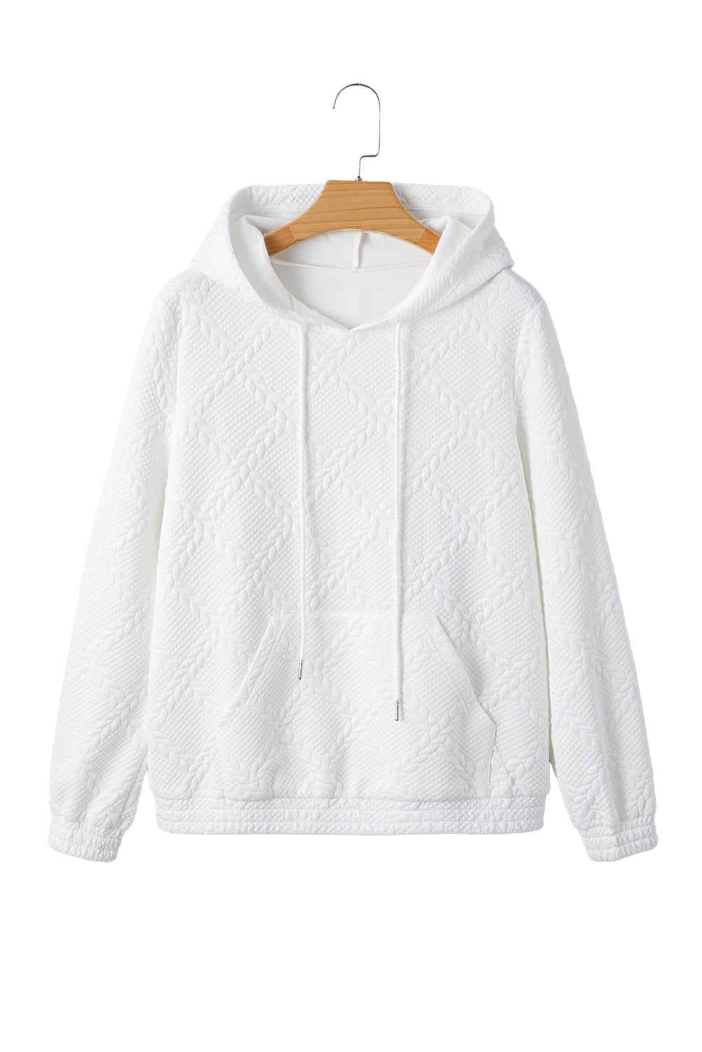 Cable Lattice Texture Kangaroo Pocket Hoodie