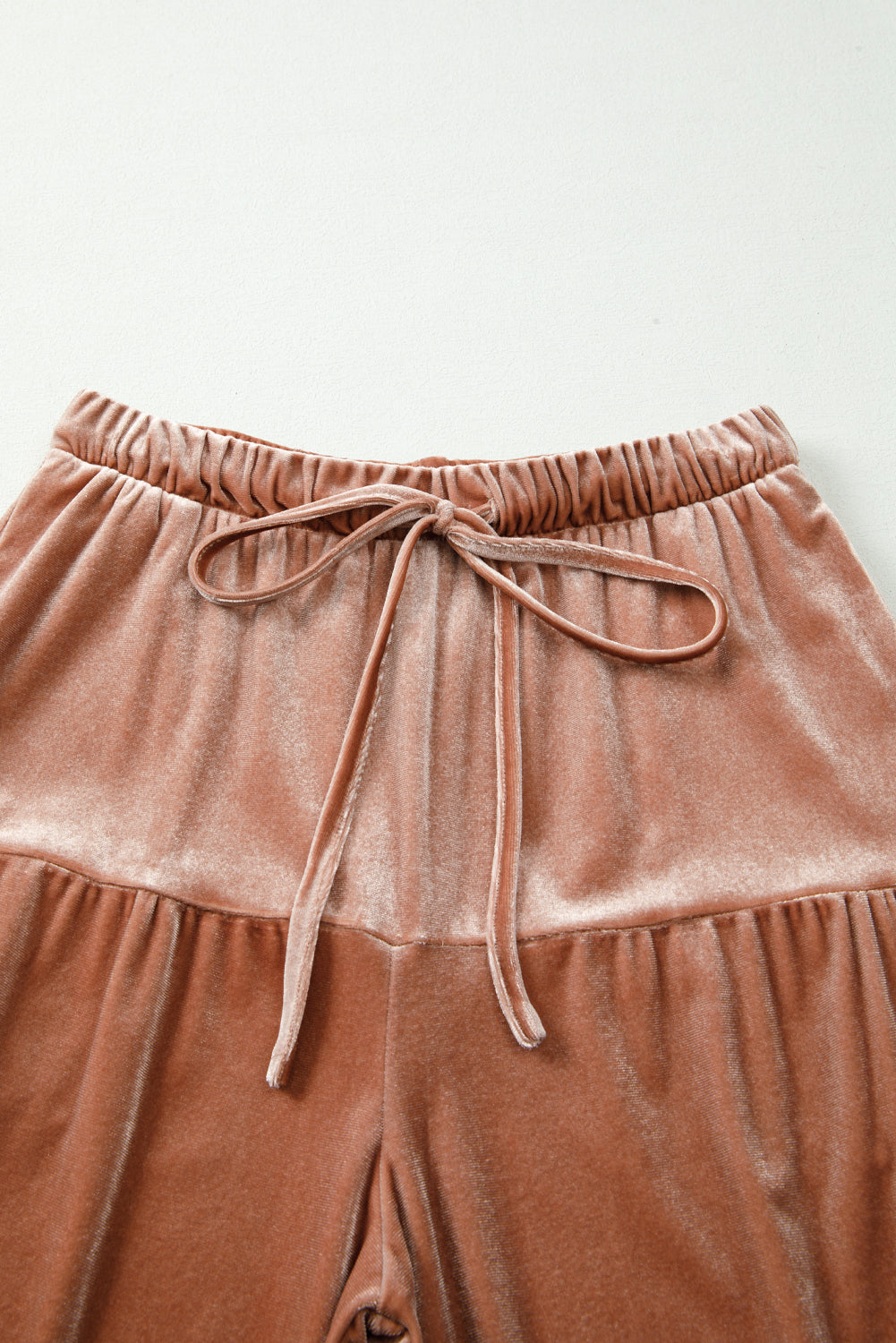 Mineral Wash Lace-up High Waist Tiered Bell Bottom Pants