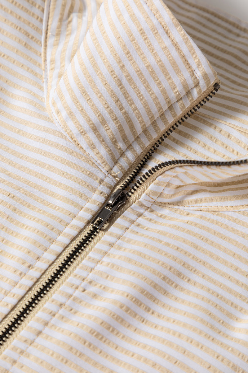 Stripe Mix Half Zip French Terry Plus Size Sweatshirt