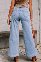 Blue Bowknot Decor Boyfriend Cargo Jeans