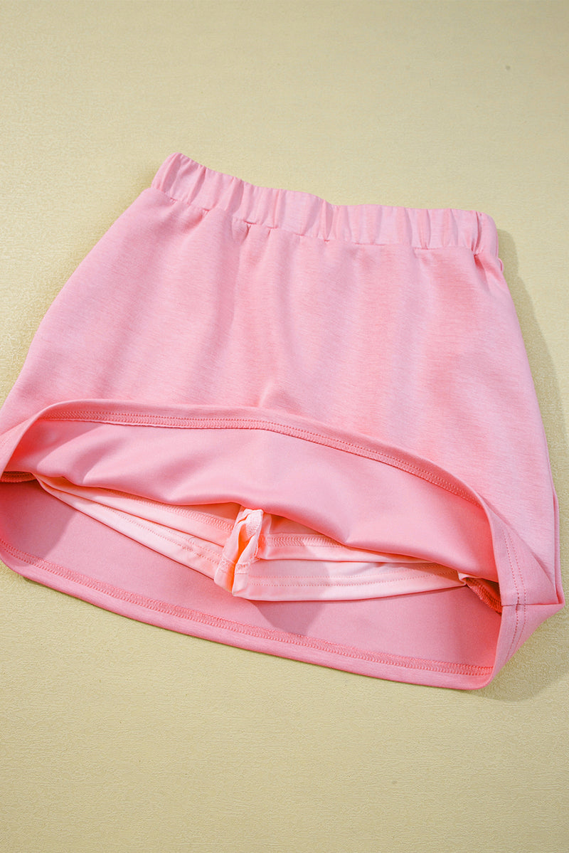 Half Zip Sporty Pullover Mini Skirt 2pcs Outfit