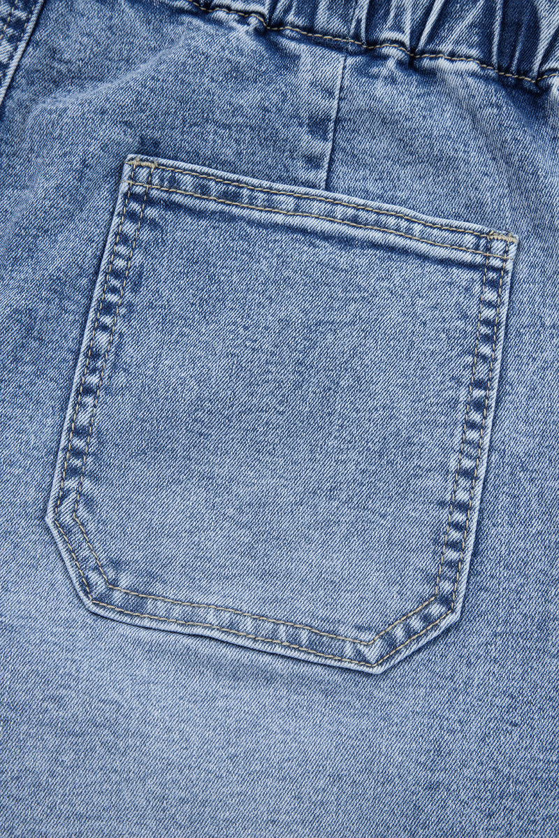 Patch Pocket Drawstring Paper bag Waist Barrel Jeans