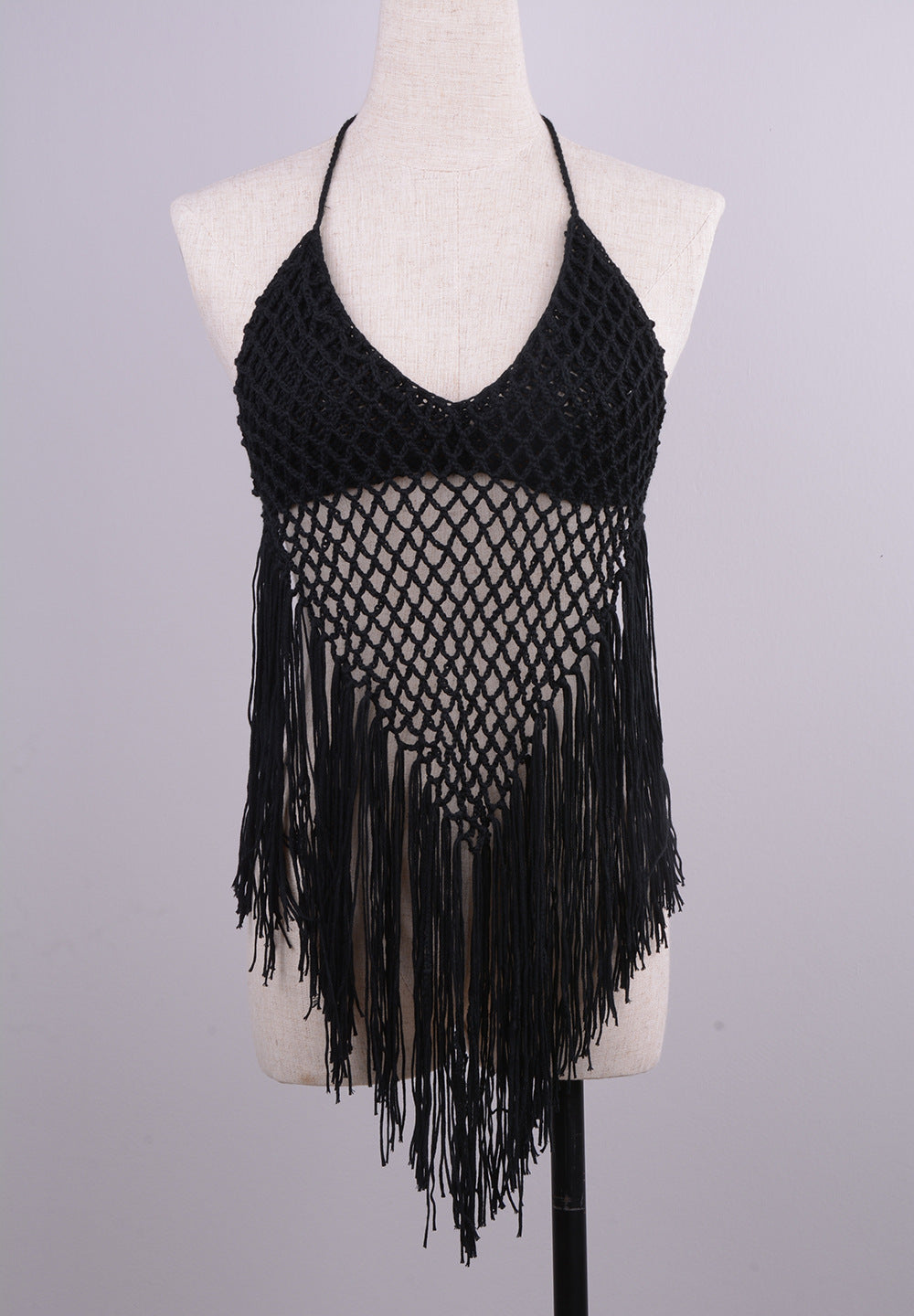 Hand-woven Beach Hollow Tassel Split Swimsuit