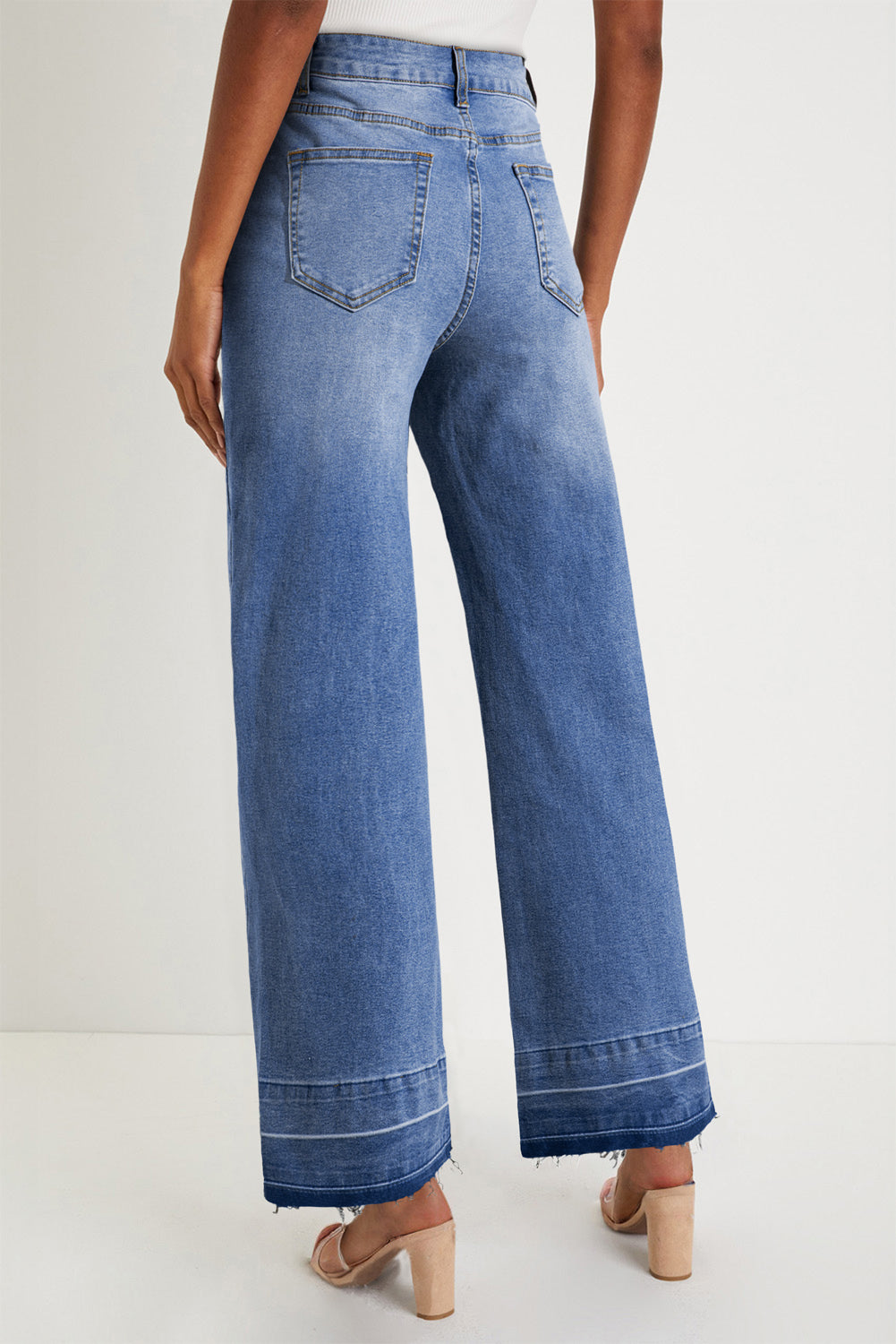 Raw Hem Unique Cuffs Straight High Rise Loose Jeans