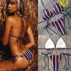 Sexy triangle striped bikini swimwear