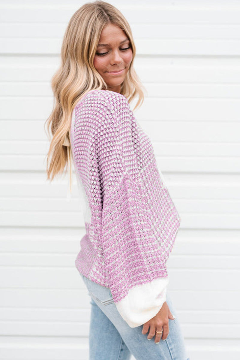Neutral Colorblock Tie Back Sweater