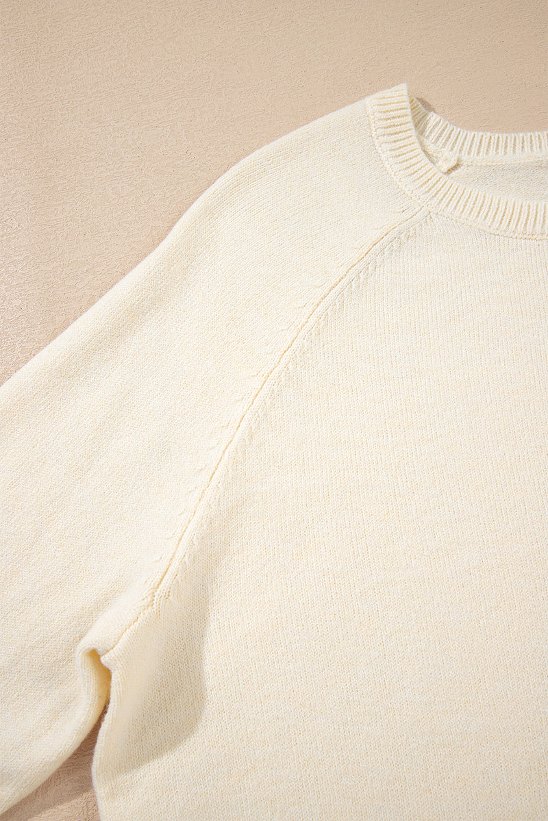 Buttoned Bishop Sleeve Crew Neck Sweater