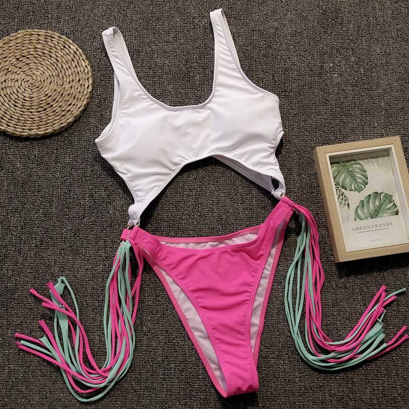 Ladies tassel one-piece swimsuit