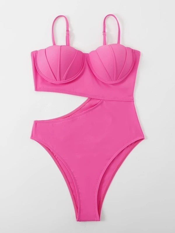 Solid Color One-piece Swimsuit Women