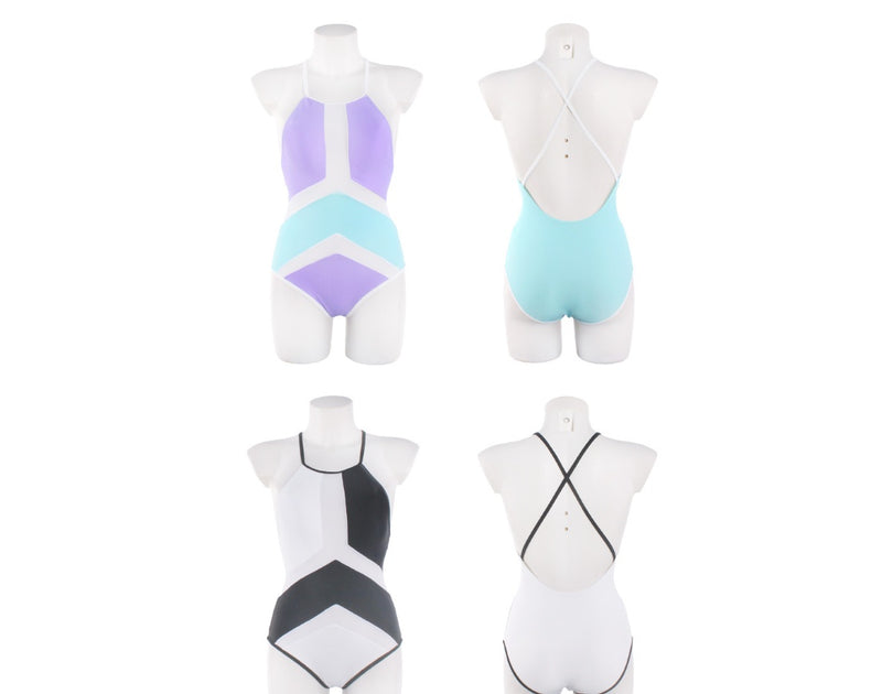 women's mesh stitching sexy bikini one-piece swimsuit