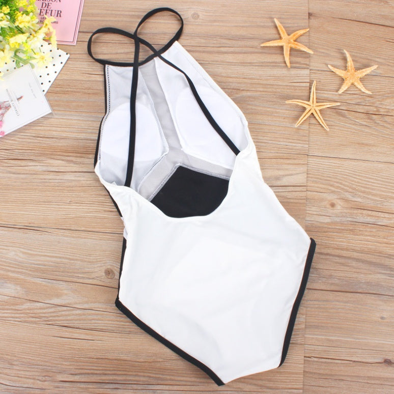 women's mesh stitching sexy bikini one-piece swimsuit
