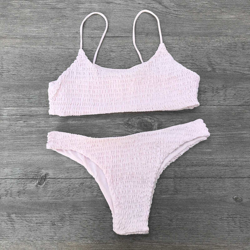 Swimsuit Pleated Triangle Bikini Swimwear Women