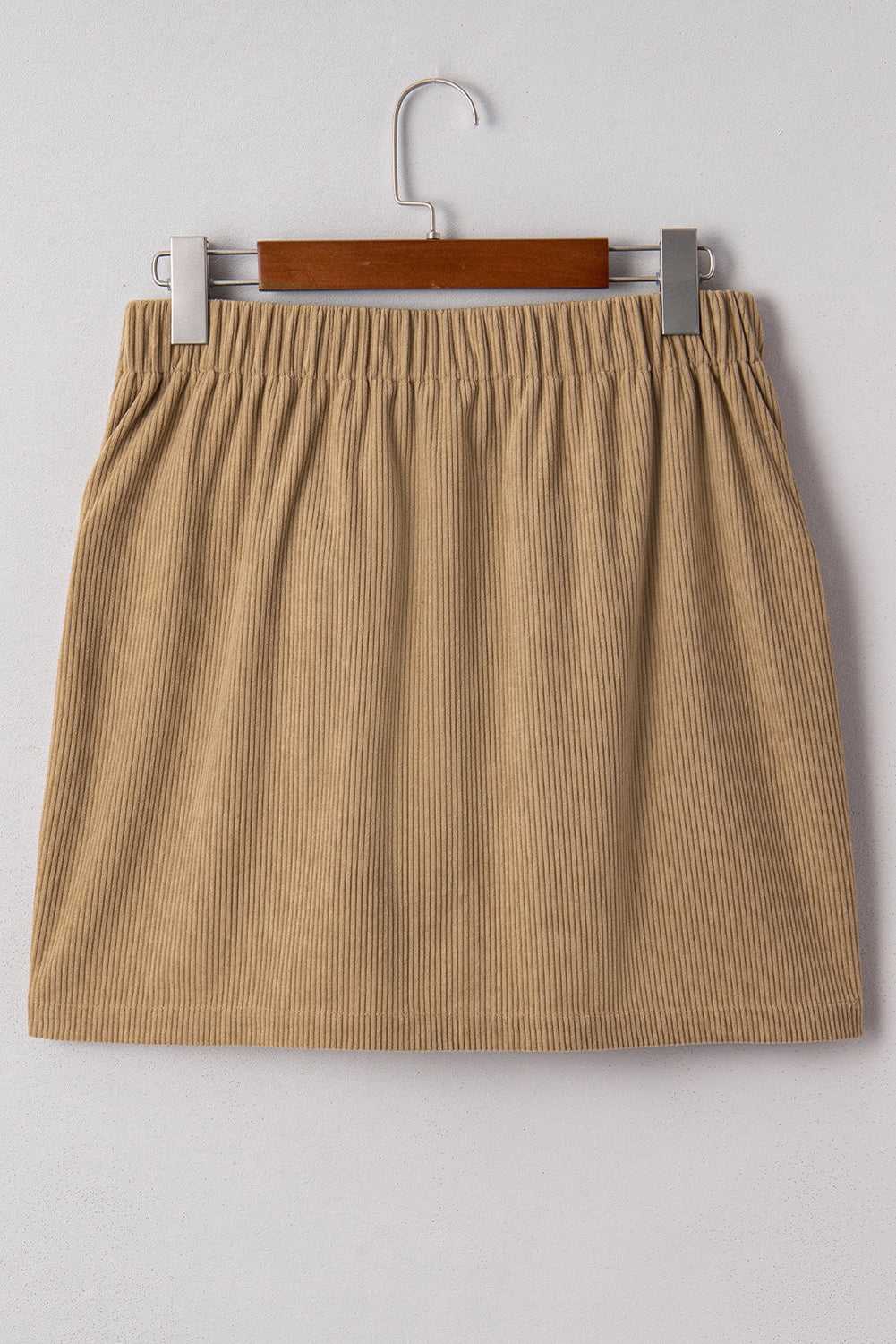 Corduroy Buttoned Front Faux Pockets Mini Skirt