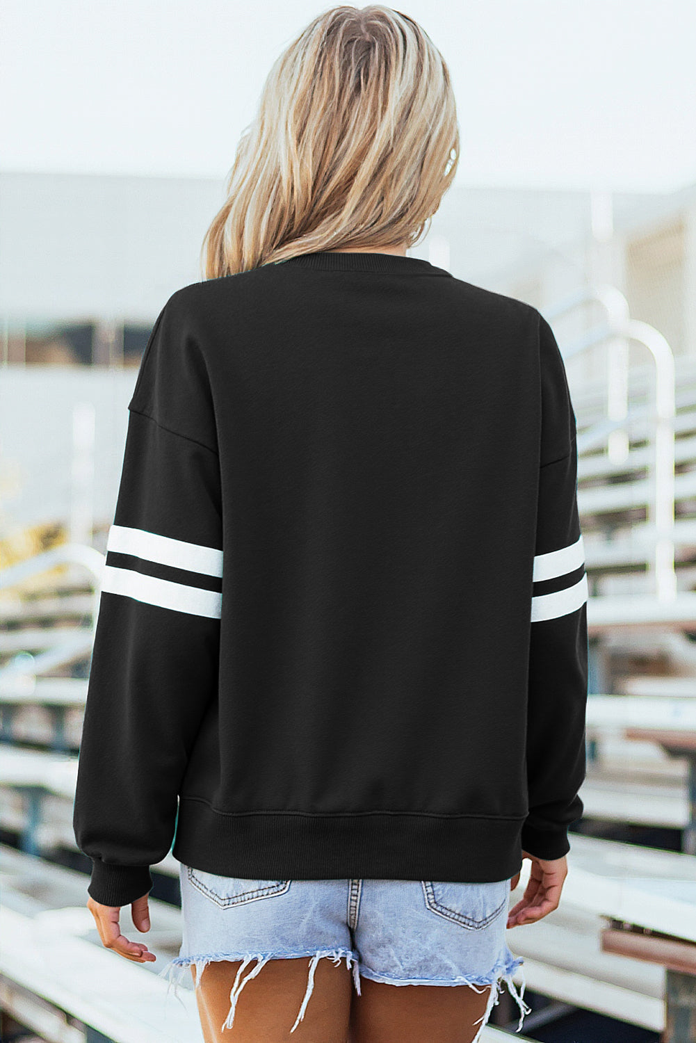 Varsity Striped Detail Drop Shoulder Oversized Sweatshirt