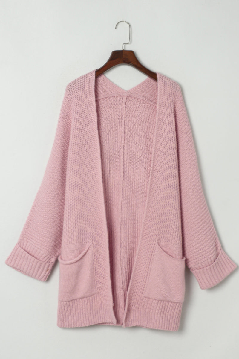 Oversized Fold Over Sleeve Open Front Cardigan