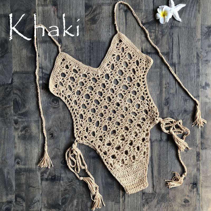 Hand-knitted one piece swimsuit