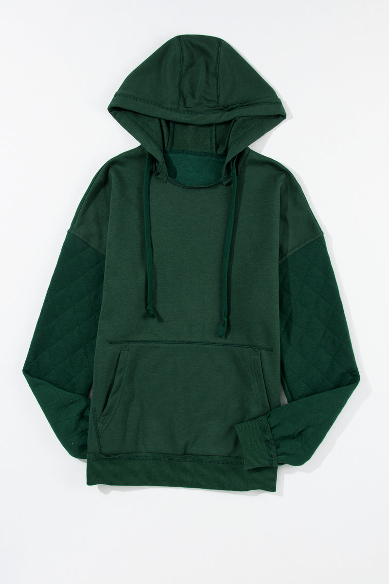 Solid Quilted Patchwork Exposed Seam Hoodie