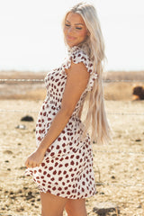 Abstract Printed Flutter Sleeve Smocked Bodice Short Dress