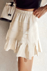 Tiered Ruffled Hemline Elastic Waist Mini Skirt